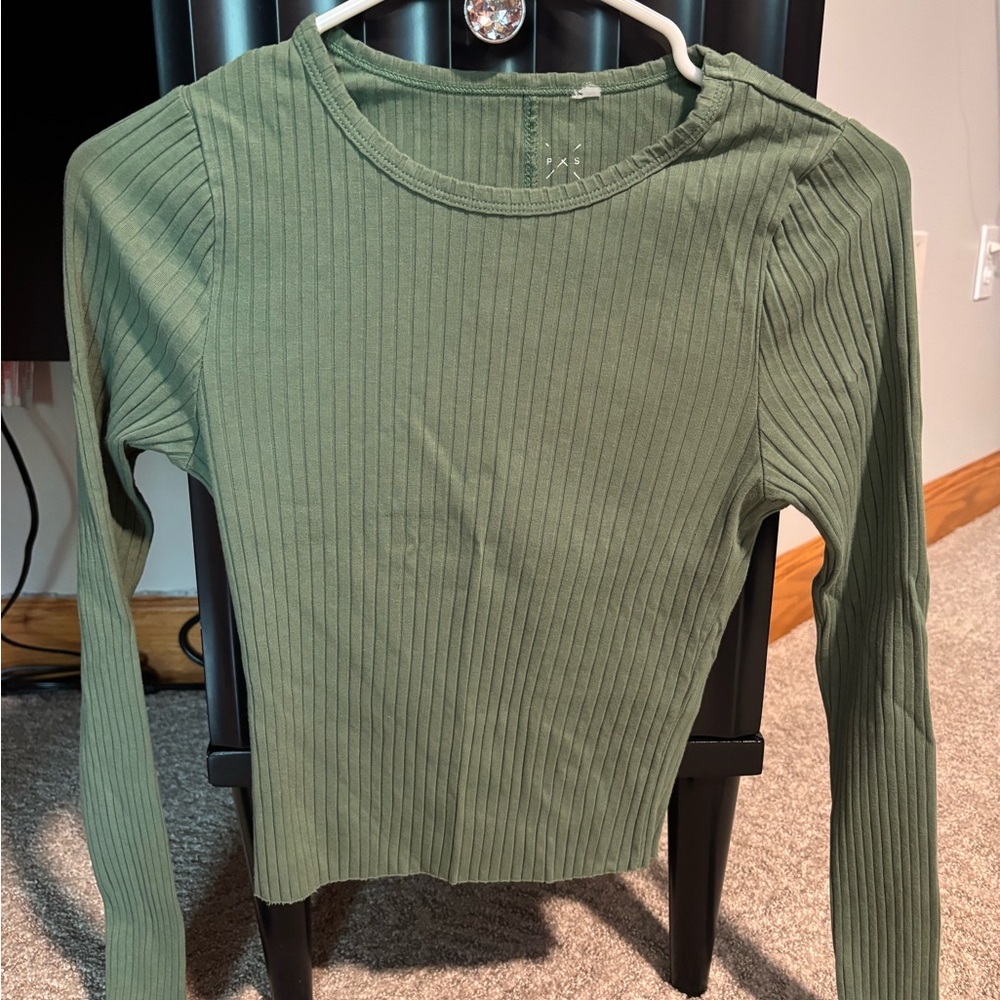 PacSun Sage Ribbed Long Sleeve Top